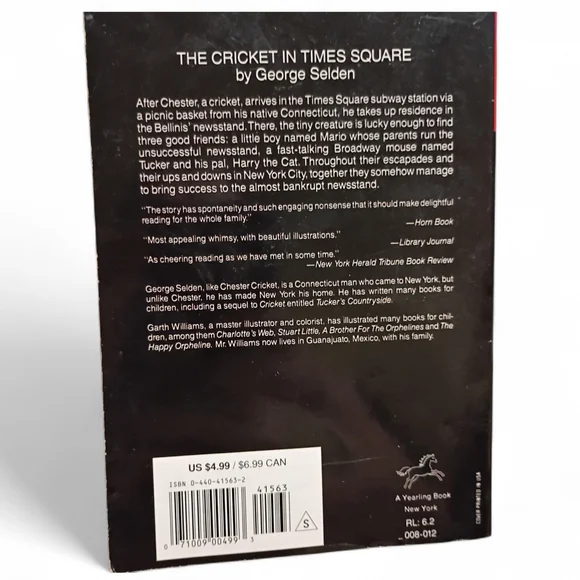 The Cricket in Times Square Selden Williams Children's Book Yearling Books VTG - Picture 2 of 3